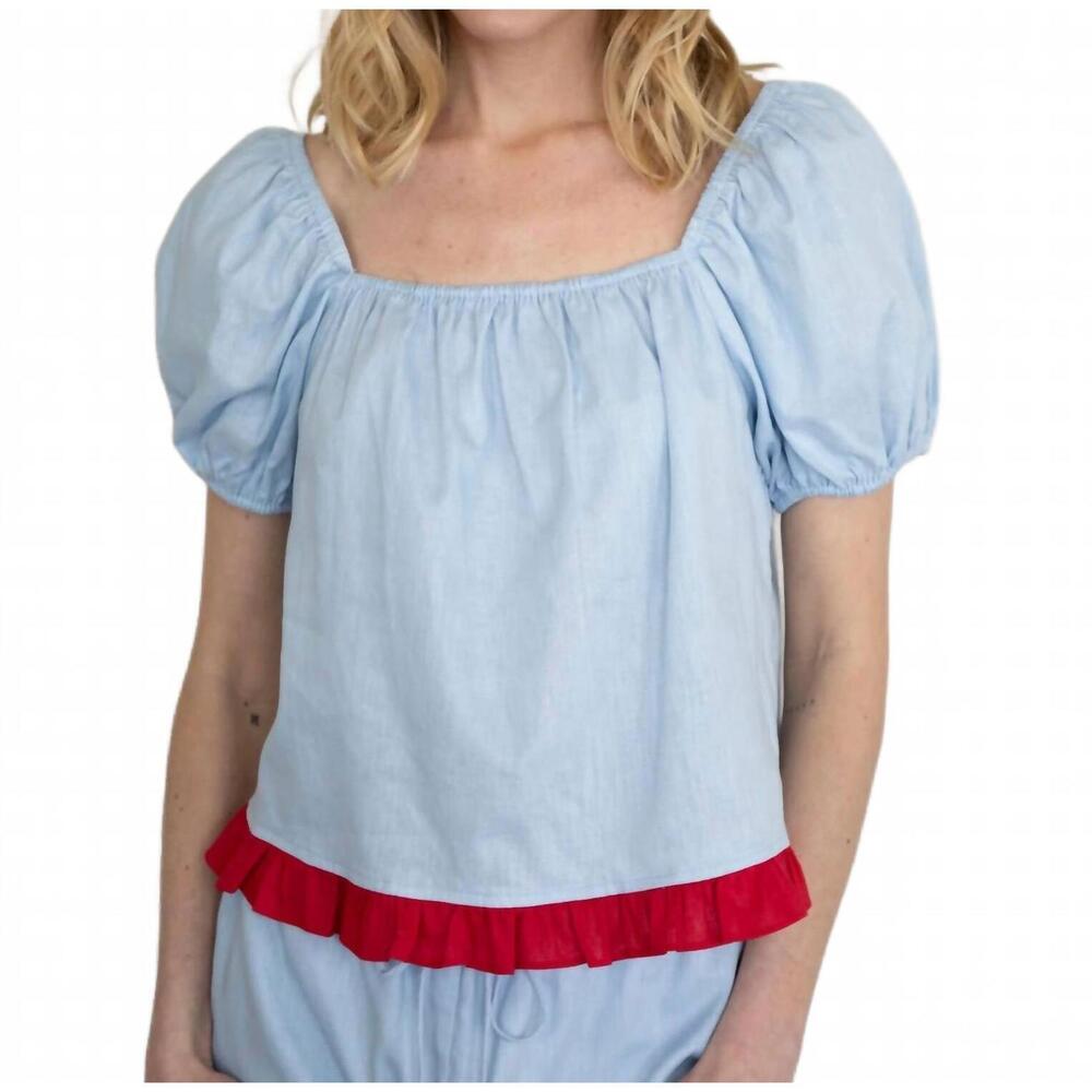 NEW THINGS BETWEEN women's isadora top in light blue-red